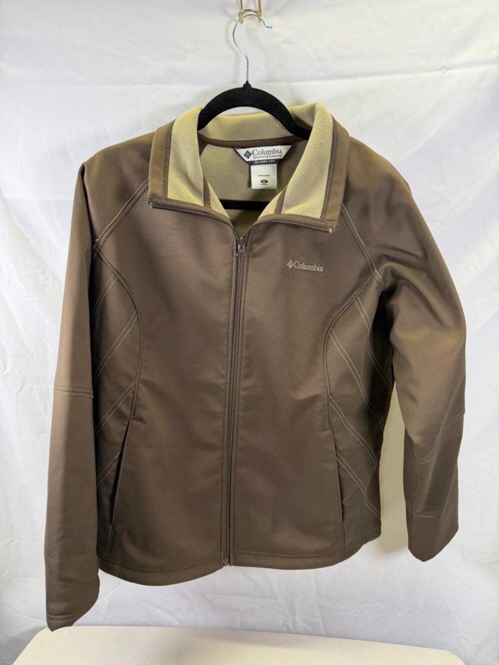 Columbia Jacket Womens XL Brown Soft Shell Fleece Lined Omni Shield Full Zip